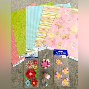 🍄 SANDYLION WHIMSICAL BUTTERFLIES & FLOWERS STICKERS & SCRAPBOOK PAPER BUNDLE!